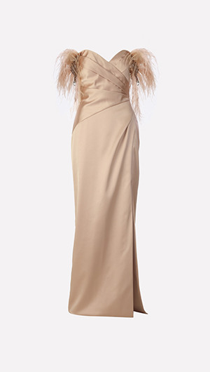 Feather Shoulder Gown