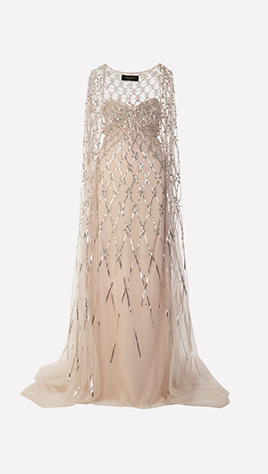 Beaded Tulle Gown & Cape