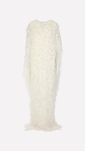 Feathered Cape Gown