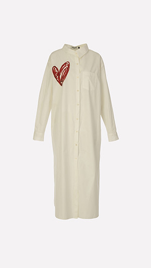 Scribble Heart Long Shirt Dress