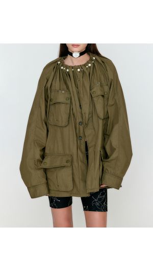 Shirred Neck Worker Jacket