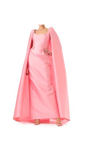 Caped Taffeta Gown