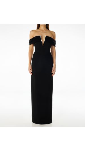 Sheer Shoulder Drape Gown