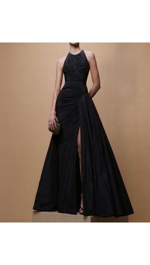 Draped Taffeta Gown