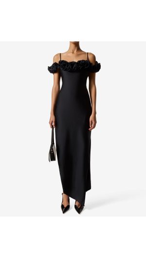 Ruffle Neckline Gown