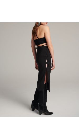 Bottom Cutout Midi Skirt