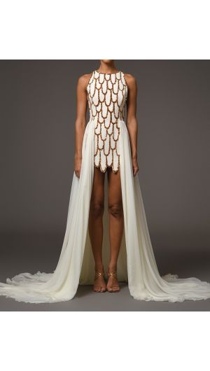 Scallop High-Low Cocktail Dress