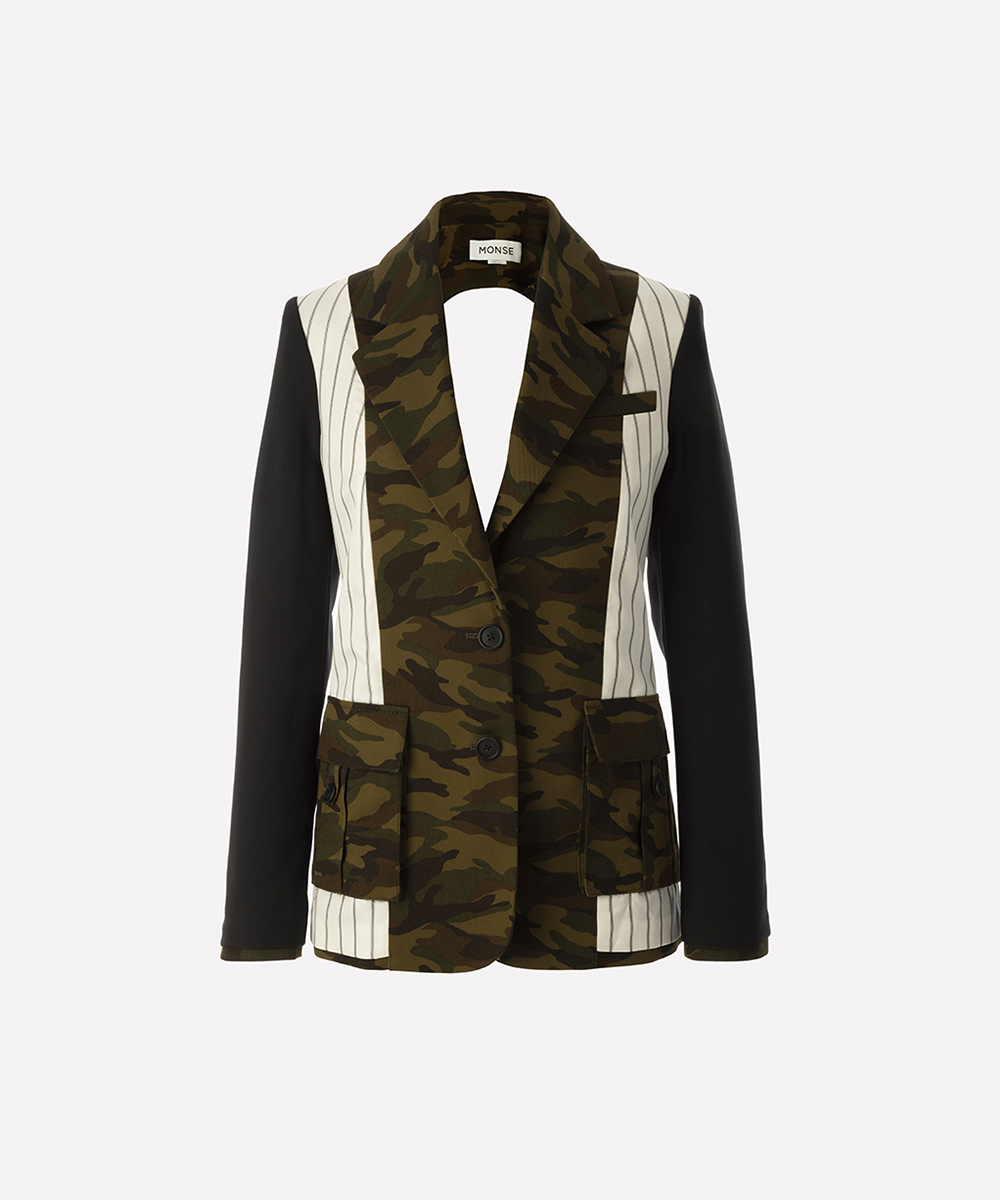 Monse Inside Out Back Cut Out Jacket in Black and Camo 6