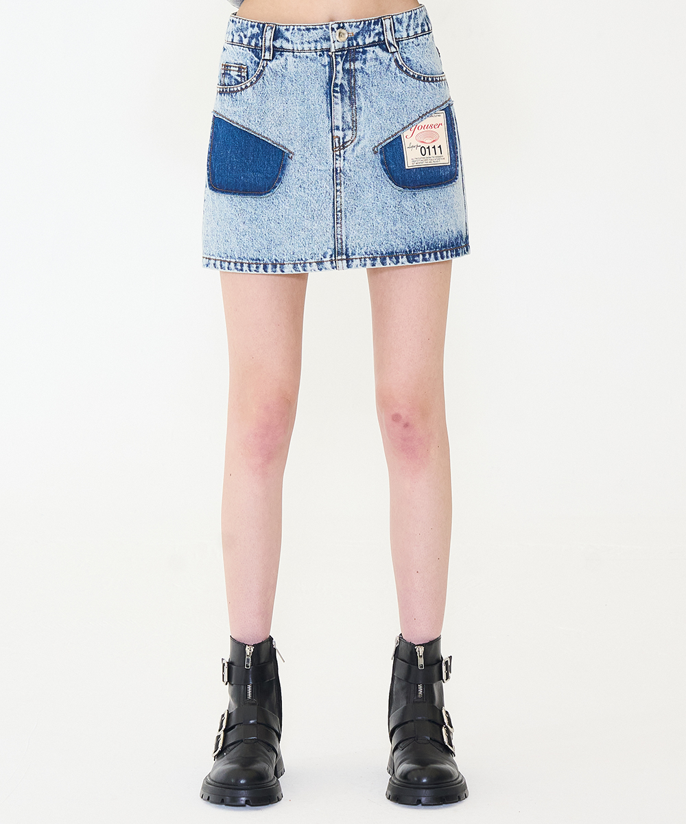 YOUSER Cutout Pocket Denim Skirt Al Othman Fashion - AlOthman Fashion